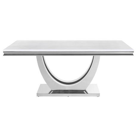 G111101 White Genuine Marble Rectangular Dining Room Set - Ella Furniture