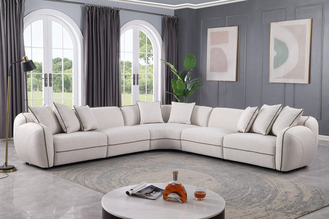 Gaby Beige Fabric 5-Piece Sectional Sofa with Pillows from Ella Furniture