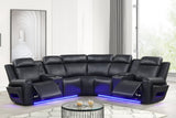 Galaxy Black Air Leather Reclining Sectional with Bluetooth Speakers and LED Lighting view 8