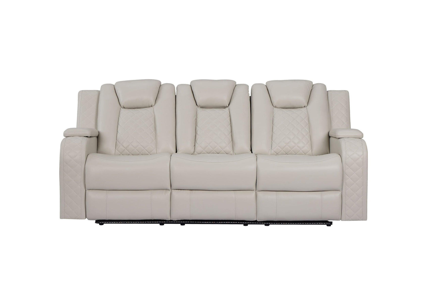 Galaxy Sand Modern Contemporary Faux Leather Metal LED Power Reclining Set - Ella Furniture