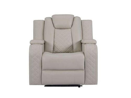Galaxy Sand Modern Contemporary Faux Leather Metal LED Power Reclining Set - Ella Furniture