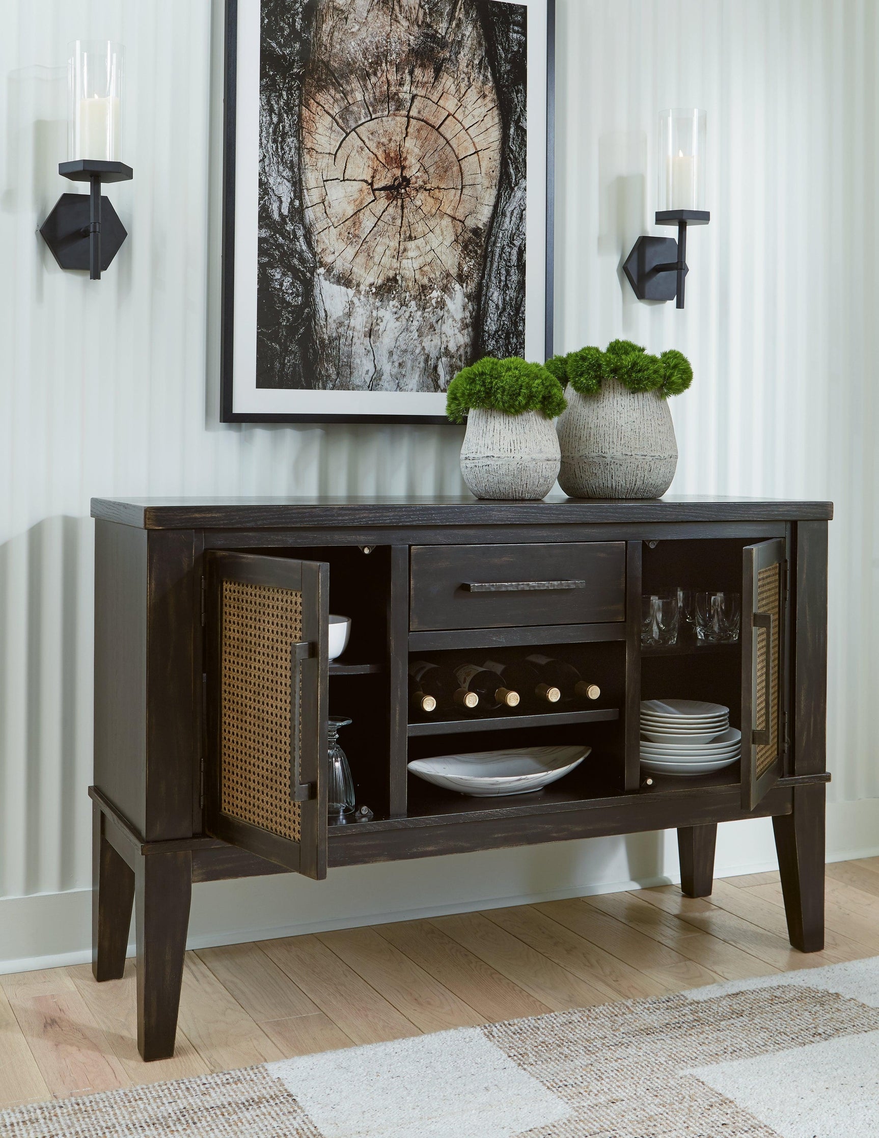Galliden Black Dining Server - Ella Furniture