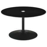 Ganso Round Metal Coffee Table With Tempered Glass Top Black 709688 - Ella Furniture