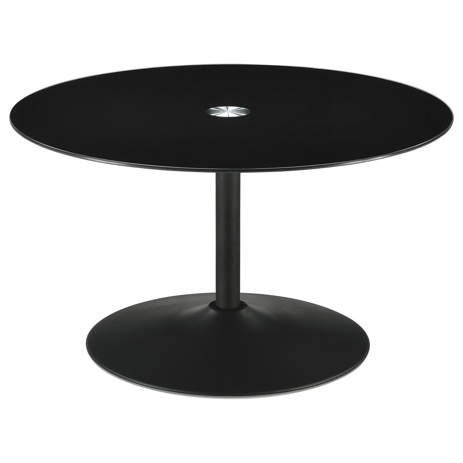 Ganso Round Metal Coffee Table With Tempered Glass Top Black 709688 - Ella Furniture