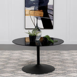 Ganso Round Metal Coffee Table With Tempered Glass Top Black 709688 - Ella Furniture