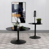 Ganso Round Metal Coffee Table With Tempered Glass Top Black 709688 - Ella Furniture