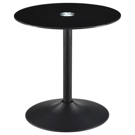 Ganso Round Metal End Table With Tempered Glass Top Black 709687 - Ella Furniture