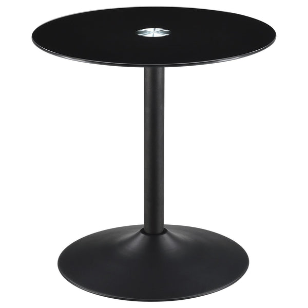 Ganso Round Metal End Table With Tempered Glass Top Black 709687 - Ella Furniture
