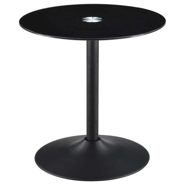 Ganso Round Metal End Table With Tempered Glass Top Black 709687 - Ella Furniture