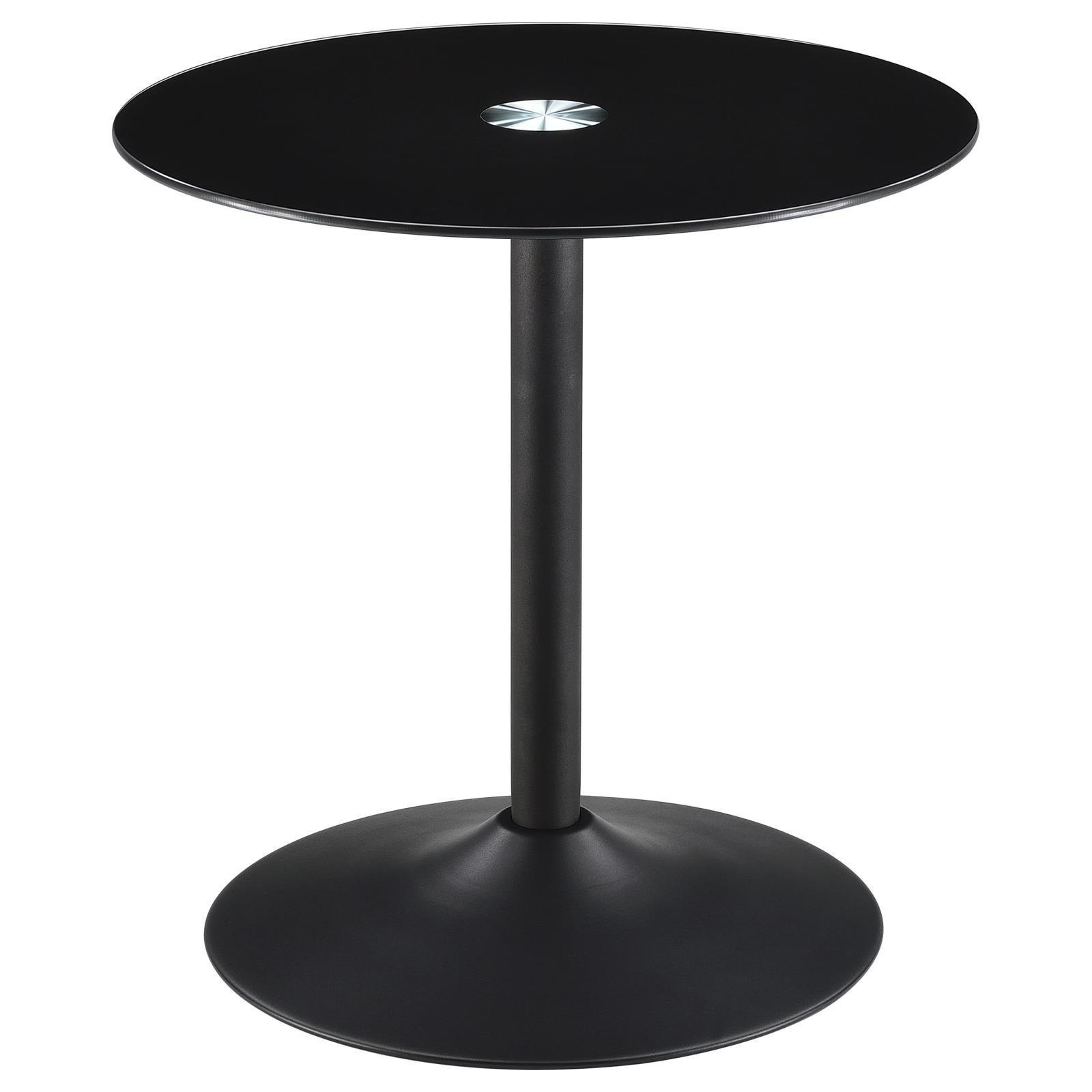 Ganso Round Metal End Table With Tempered Glass Top Black 709687 - Ella Furniture
