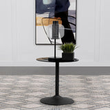 Ganso Round Metal End Table With Tempered Glass Top Black 709687 - Ella Furniture
