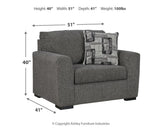 Gardiner Pewter Chair And Ottoman - Ella Furniture