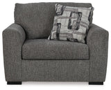 Gardiner Pewter Chair And Ottoman - Ella Furniture