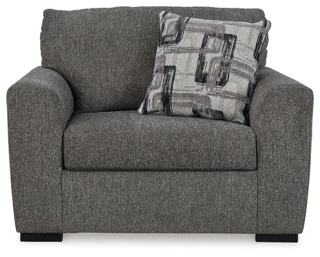Gardiner Pewter Chair And Ottoman - Ella Furniture
