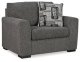 Gardiner Pewter Chair And Ottoman - Ella Furniture