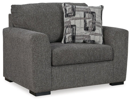 Gardiner Pewter Chair And Ottoman - Ella Furniture