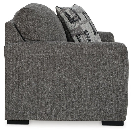 Gardiner Pewter Chair And Ottoman - Ella Furniture