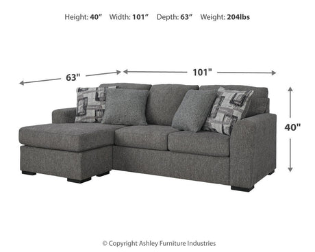 Gardiner Pewter Sofa Chaise With Ottoman - Ella Furniture