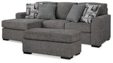 Gardiner Pewter Sofa Chaise With Ottoman - Ella Furniture