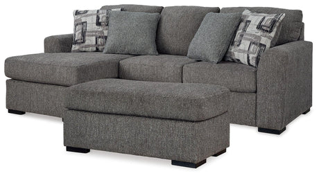 Gardiner Pewter Sofa Chaise With Ottoman - Ella Furniture