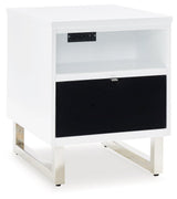 Gardoni White/black Chairside End Table - Ella Furniture
