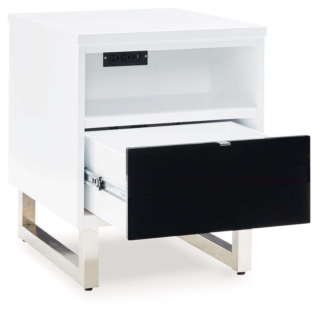 Gardoni White/black Chairside End Table - Ella Furniture