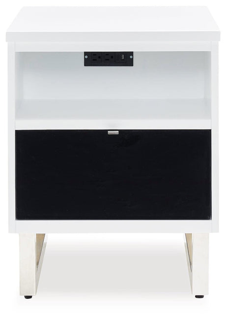 Gardoni White/black Chairside End Table - Ella Furniture