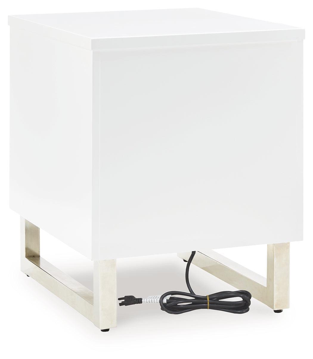 Gardoni White/black Chairside End Table - Ella Furniture