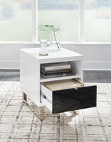 Gardoni White/black Chairside End Table - Ella Furniture