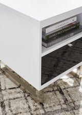 Gardoni White/black Chairside End Table - Ella Furniture