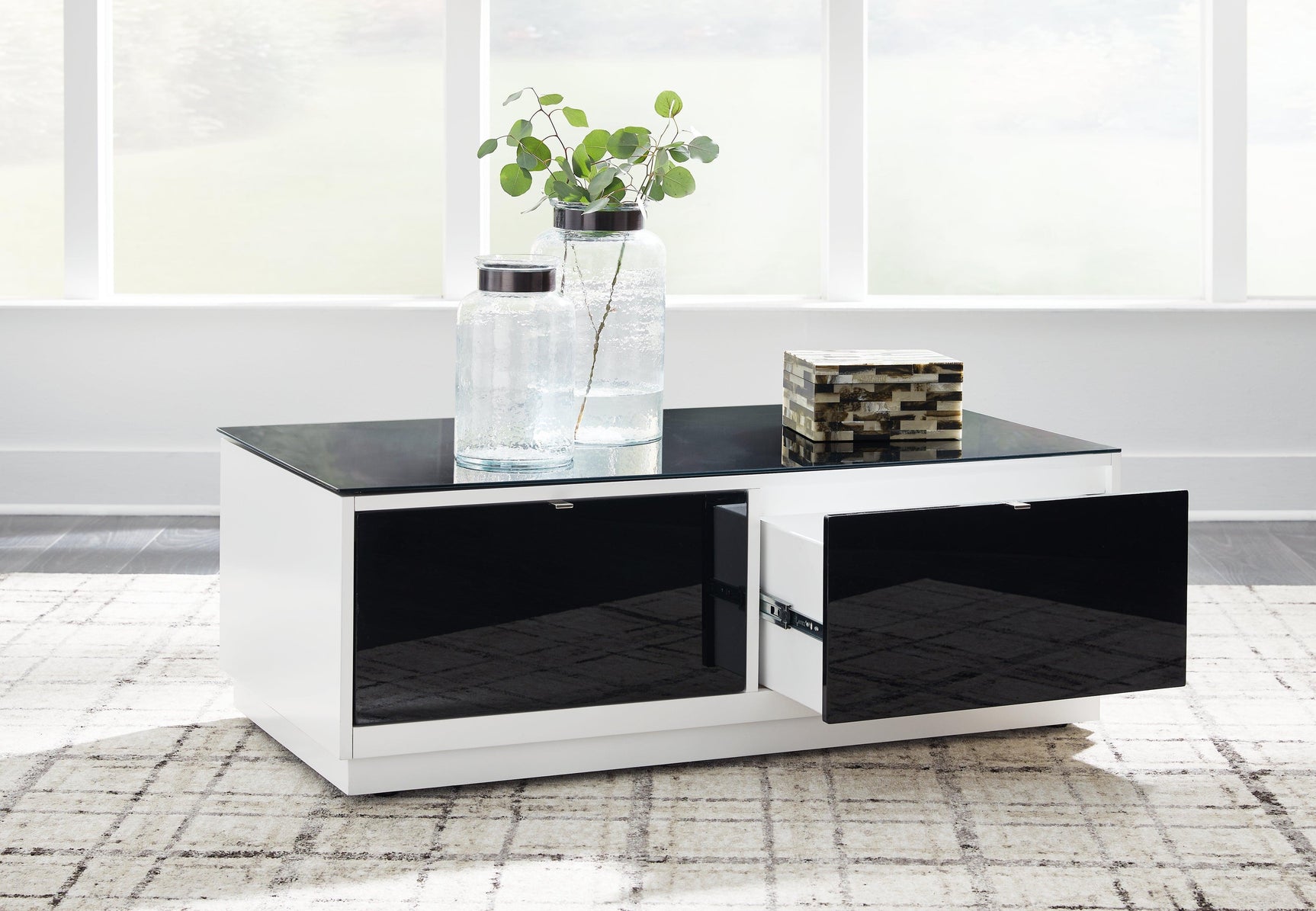 Gardoni White/black Coffee Table - Ella Furniture