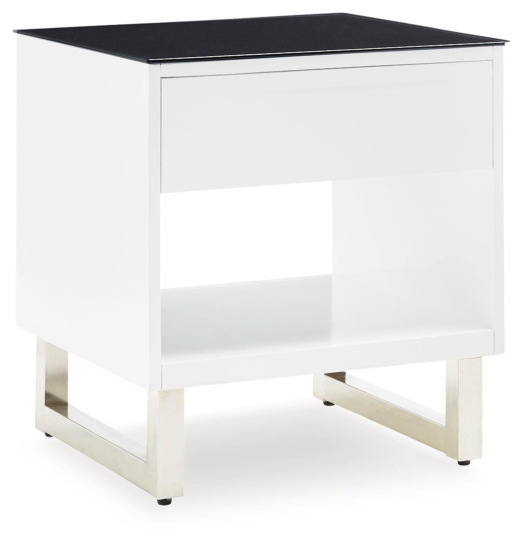 Gardoni White/black End Table - Ella Furniture