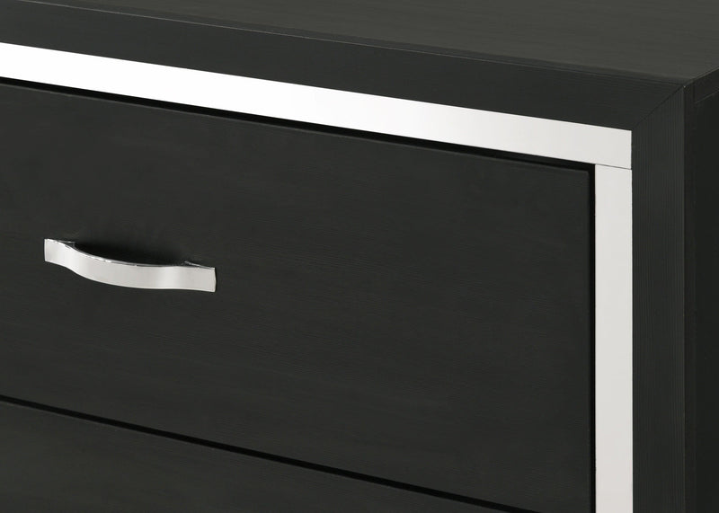 Gennro Black Modern Contemporary Solid Wood 2-Drawers Nightstand - Ella Furniture