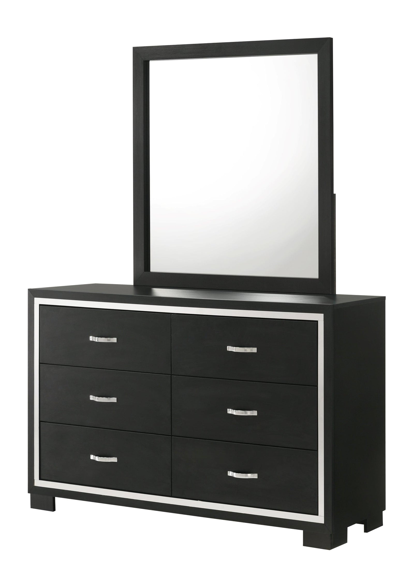 Gennro Black Modern Contemporary Solid Wood 6-Drawers Dresser - Ella Furniture