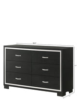 Gennro Black Modern Contemporary Solid Wood 6-Drawers Dresser - Ella Furniture