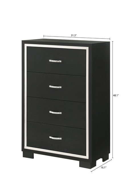 Gennro Black Modern Contemporary Solid Wood Velvet Upholstered Bedroom Set - Ella Furniture