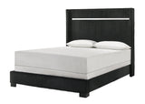 Gennro Black Modern Contemporary Solid Wood Velvet Upholstered Bedroom Set - Ella Furniture