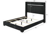 Gennro Black Modern Contemporary Solid Wood Velvet Upholstered King Bed - Ella Furniture