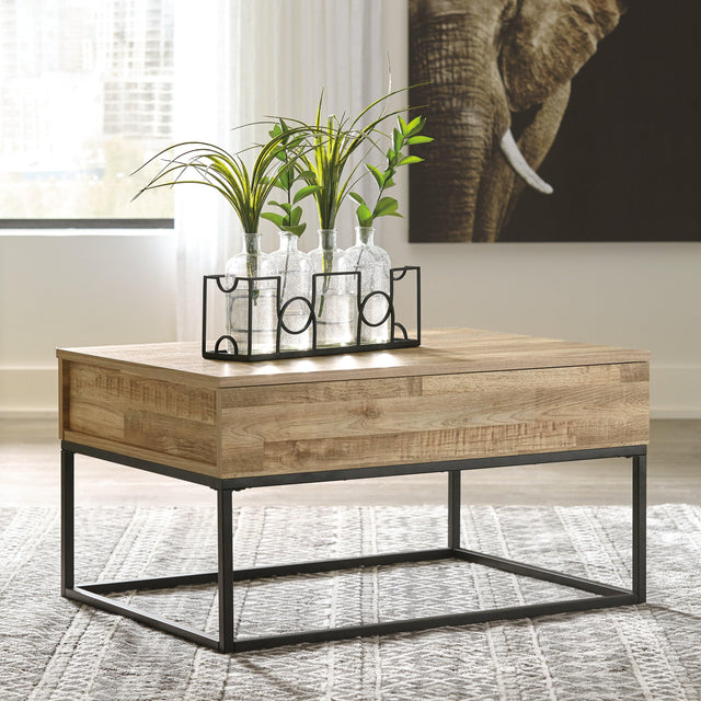 Gerdanet Natural Coffee Table With 1 End Table - Ella Furniture