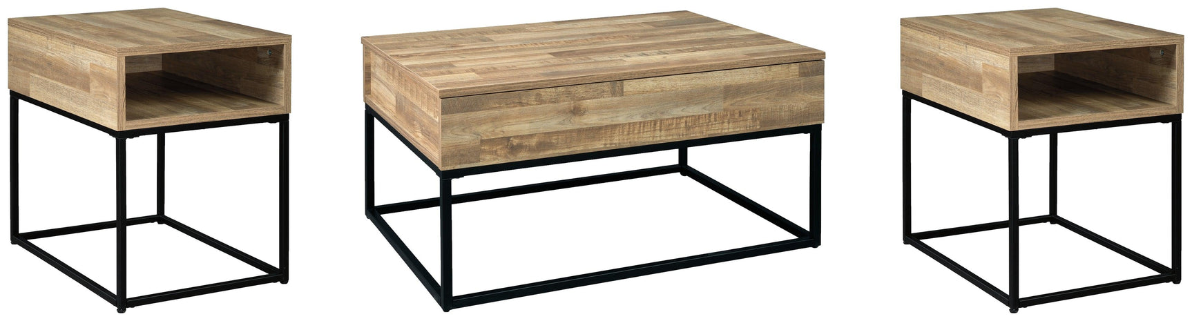 Gerdanet Natural Coffee Table With 2 End Tables - Ella Furniture