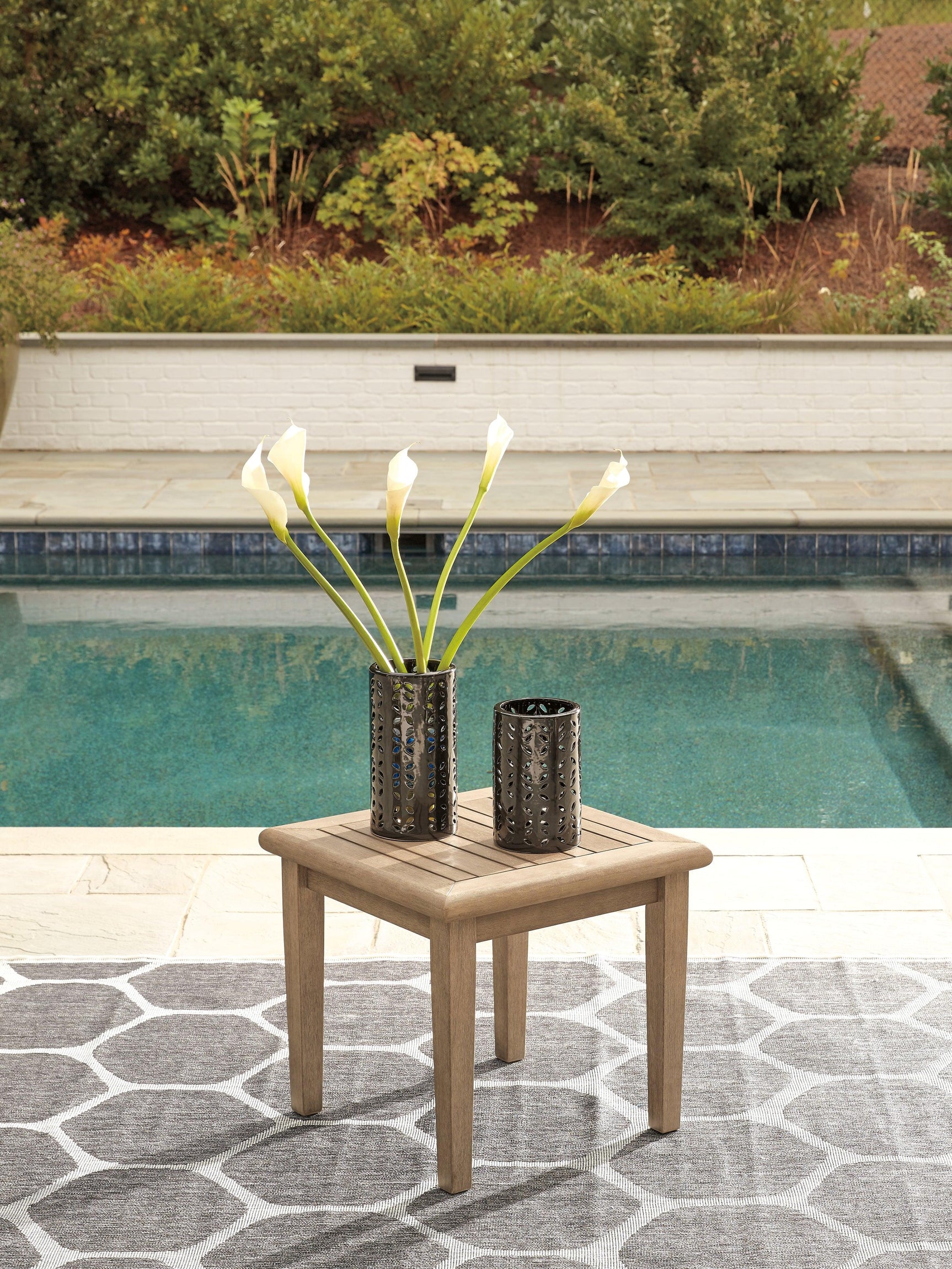 Gerianne Grayish Brown Outdoor Coffee Table With 2 End Tables - Ella Furniture