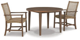 Germalia Brown Outdoor Dining Table And 2 Chairs - Ella Furniture