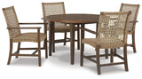 Germalia Brown Outdoor Dining Table And 4 Chairs - Ella Furniture
