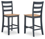 Gesthaven Natural/Blue Counter Height Barstool - Ella Furniture