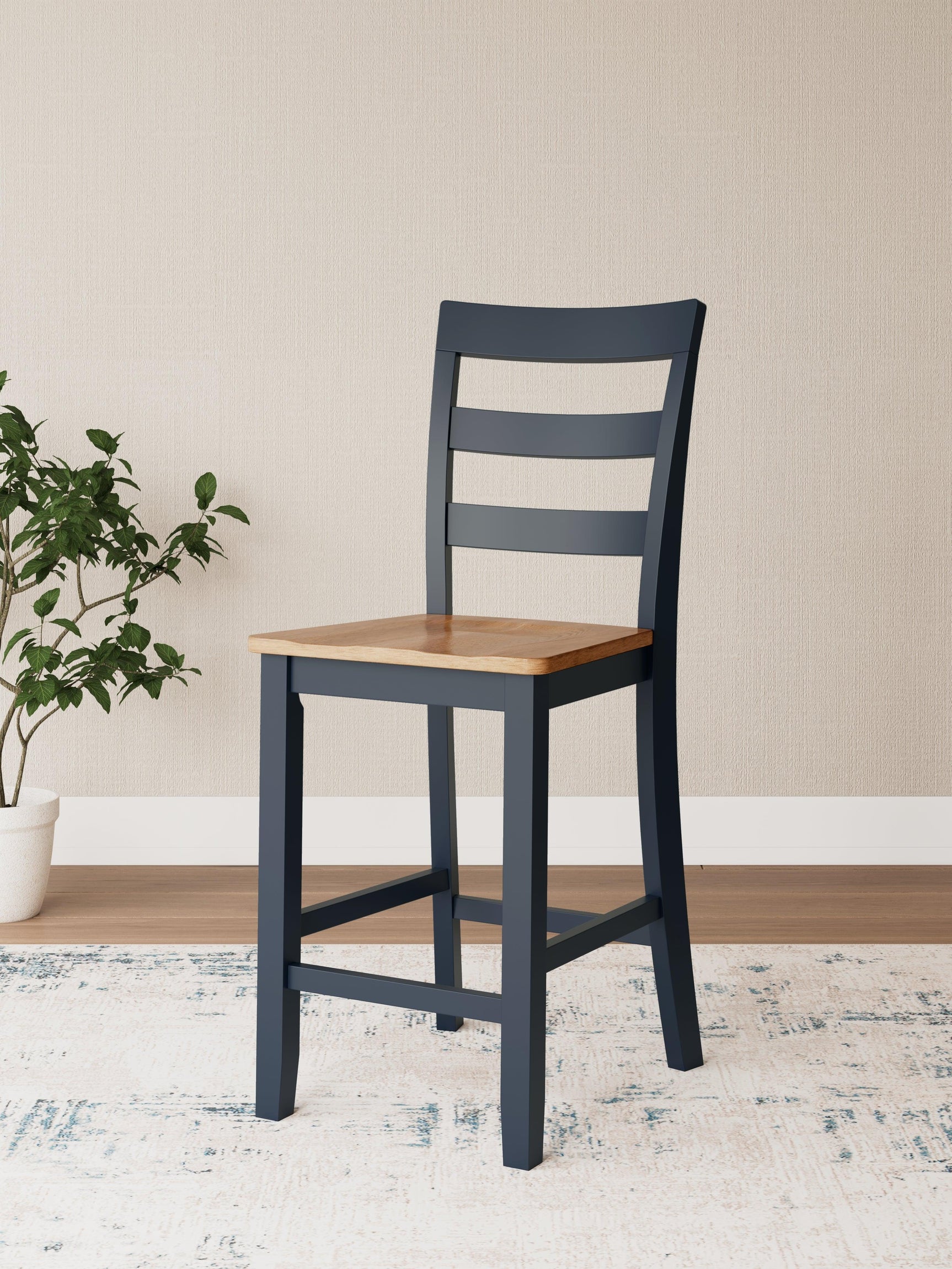 Gesthaven Natural/Blue Counter Height Barstool - Ella Furniture