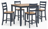 Gesthaven Natural/Blue Counter Height Dining Table and 4 Barstools (Set of 5) - Ella Furniture