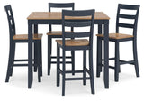 Gesthaven Natural/Blue Counter Height Dining Table and 4 Barstools (Set of 5) - Ella Furniture