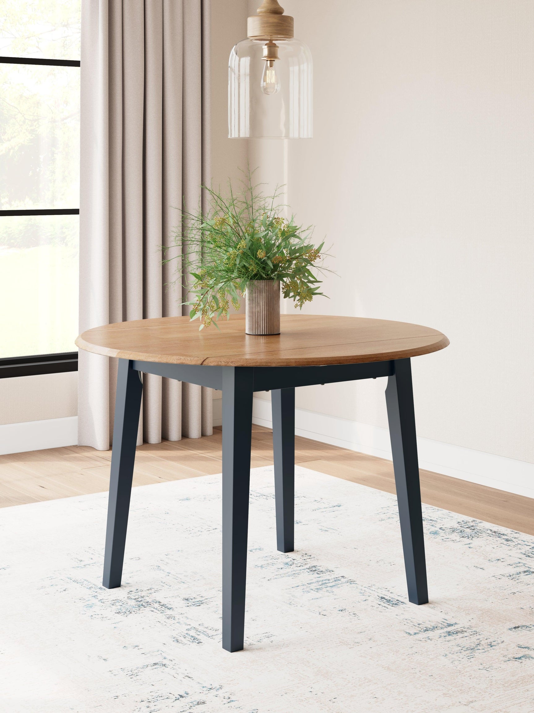 Gesthaven Natural/Blue Dining Drop Leaf Table - Ella Furniture