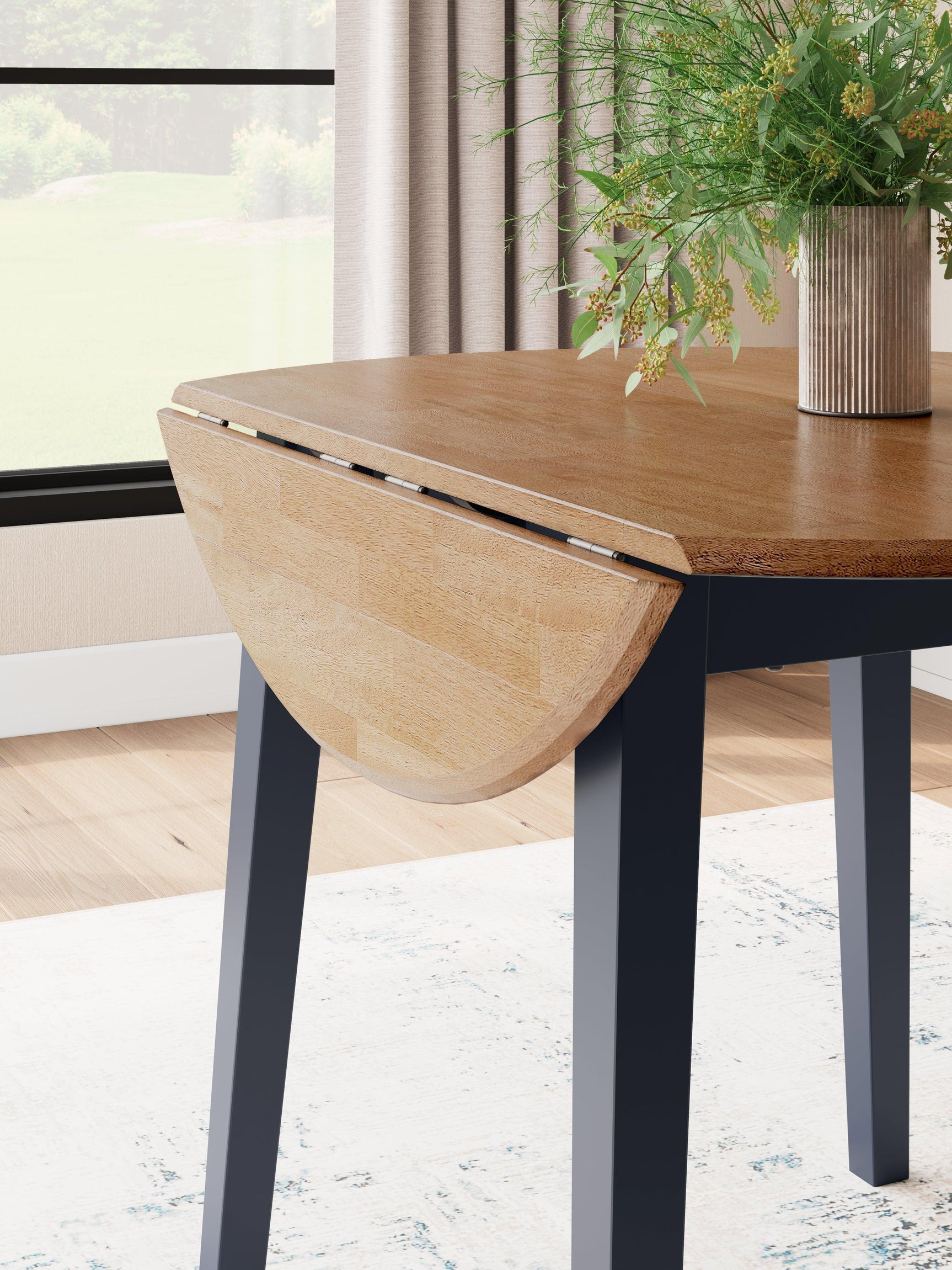 Gesthaven Natural/Blue Dining Drop Leaf Table - Ella Furniture