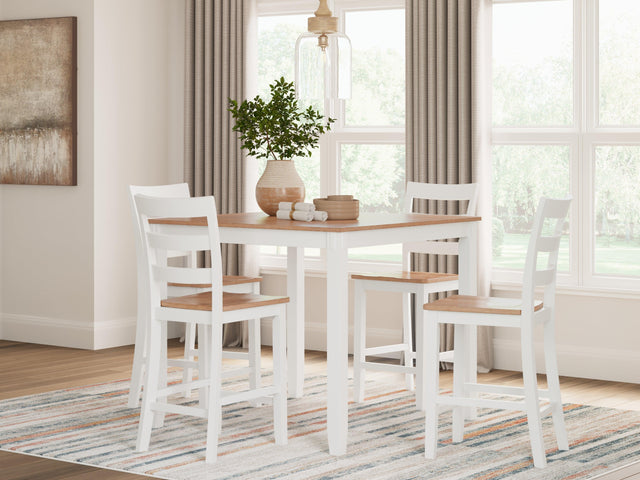 Gesthaven Natural/White Counter Height Dining Table and 4 Barstools (Set of 5) - Ella Furniture